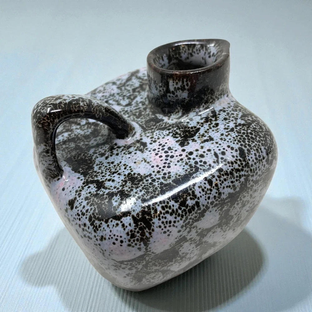 Vintage Vermont Studio Pottery Jug Hand Made Foamy Lava Glaze Mini 4